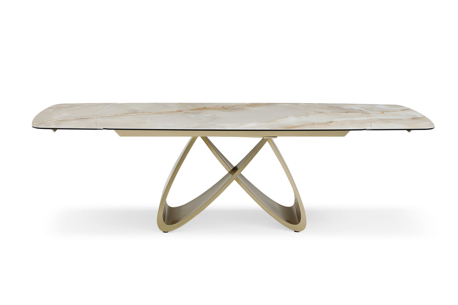 Ludovica Extendable Dining Table In Jade & Champagne