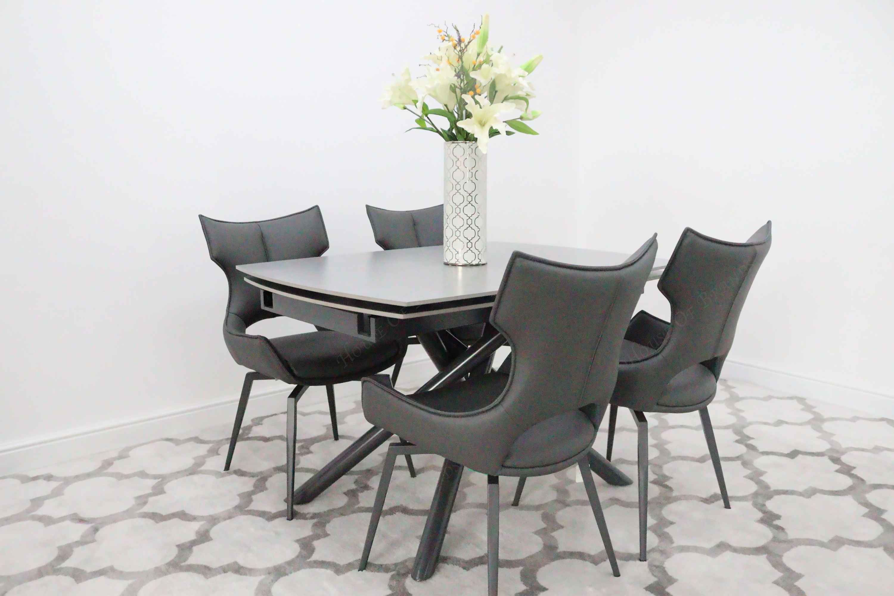 Giovanni 120-180cm Extendable Ceramic Dining Table with Grey Rafaello Dining Chair