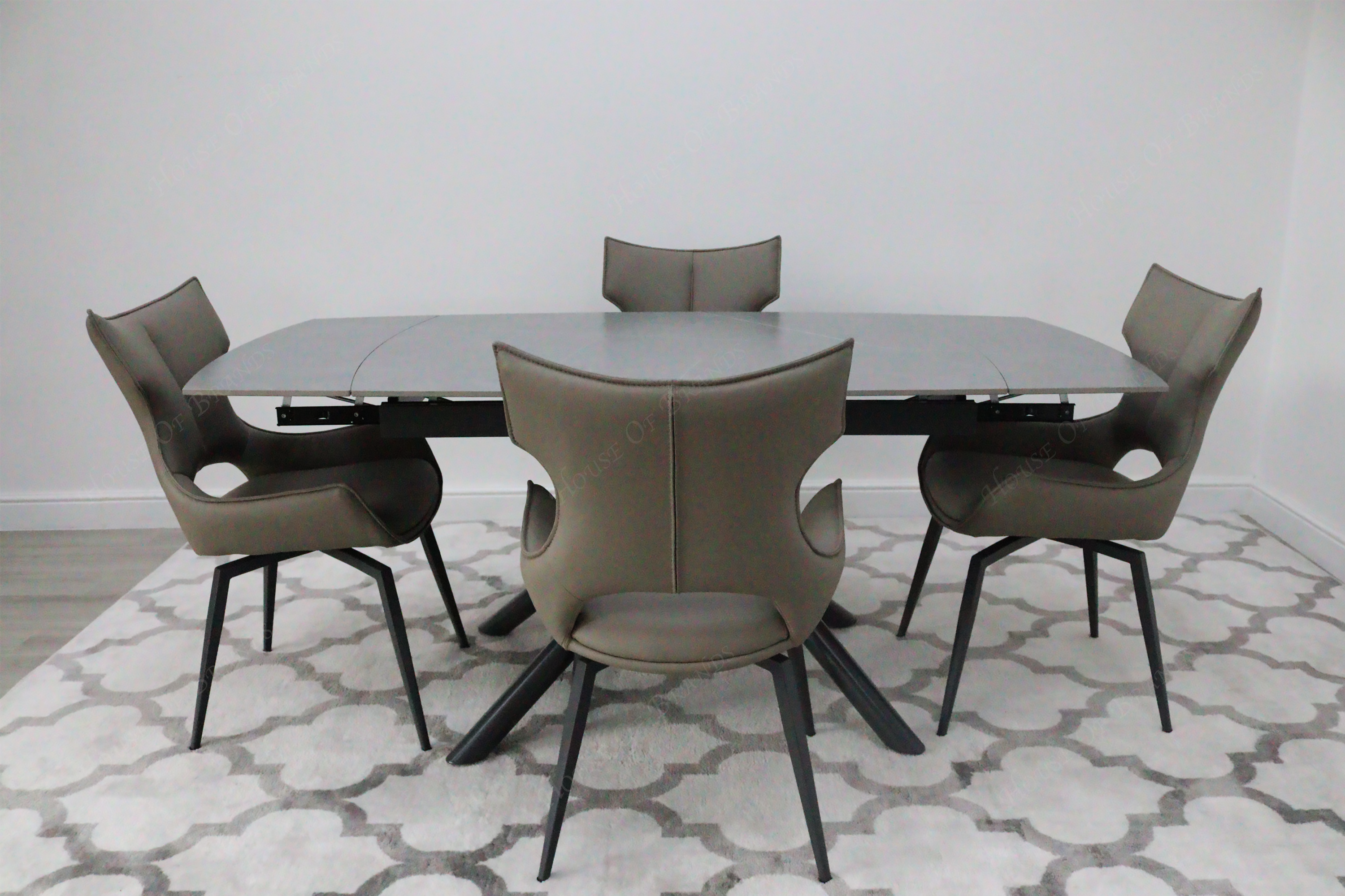 Giovanni 120-180cm Extendable Ceramic Dining Table with Taupe Rafaello Dining Chair