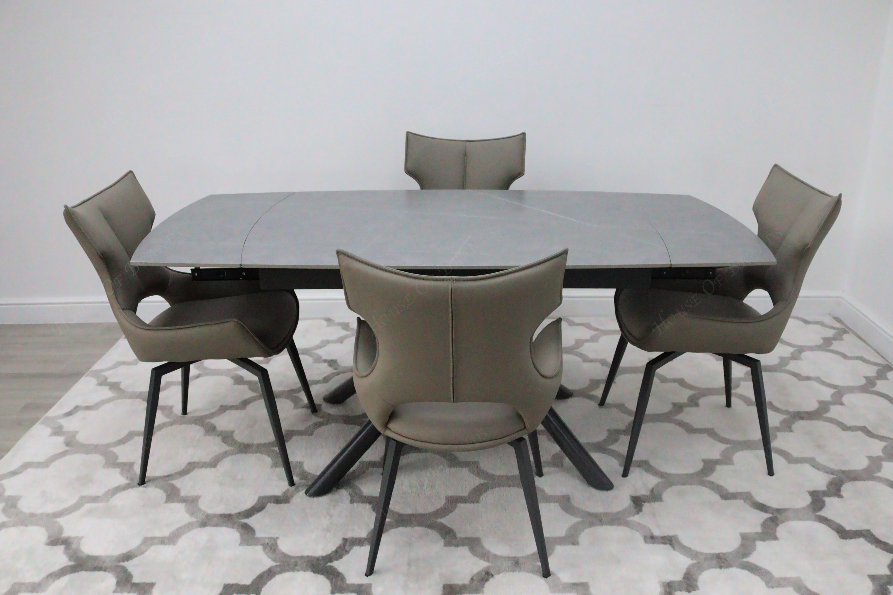 Giovanni 120-180cm Extendable Ceramic Dining Table with Taupe Rafaello Dining Chair