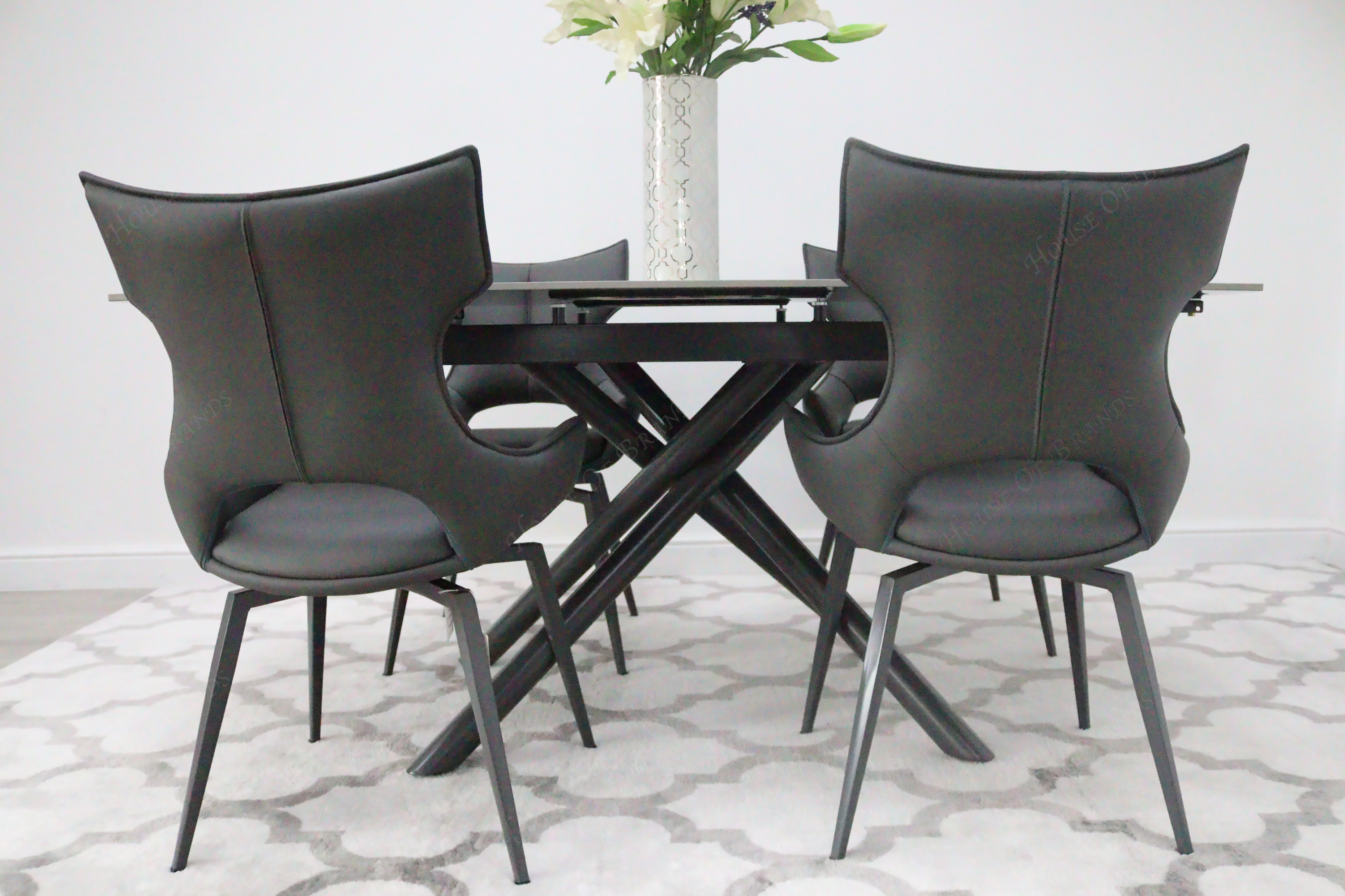 Giovanni 120-180cm Extendable Ceramic Dining Table with Grey Rafaello Dining Chair