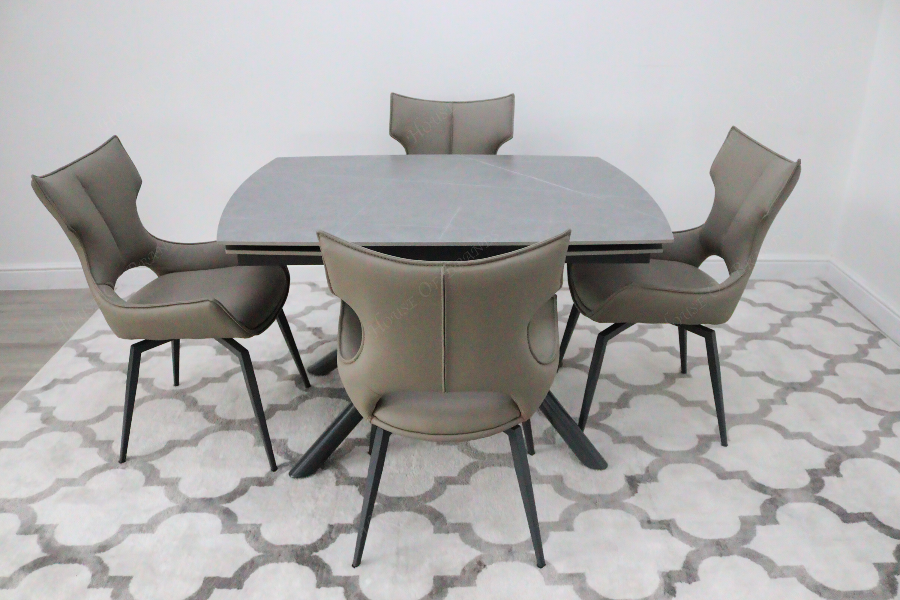 Giovanni 120-180cm Extendable Ceramic Dining Table with Taupe Rafaello Dining Chair