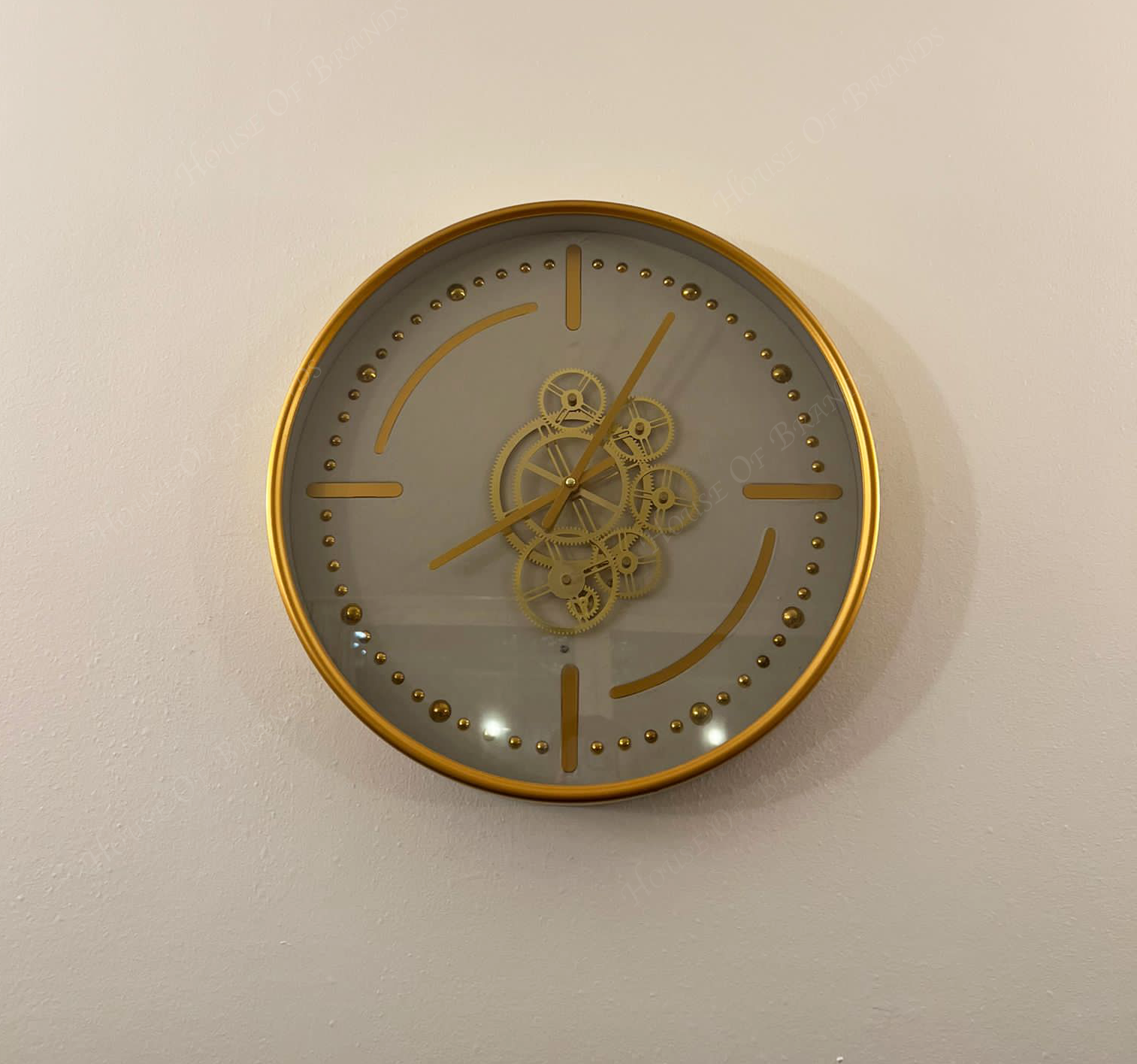 46cm White and Gold Gears Wall Clock