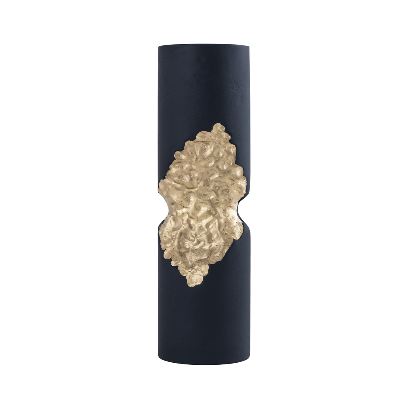 32cm Black and Gold Pillar Candle Holder