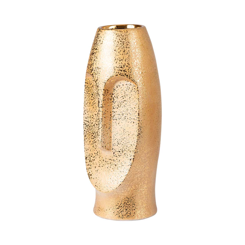 31cm Gold Textured Ceramic Face Vase