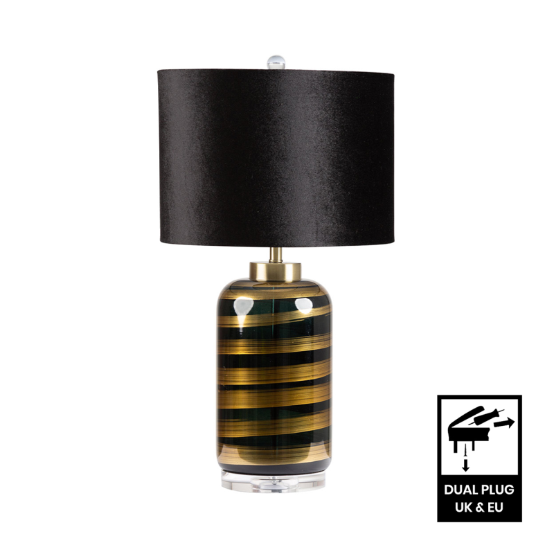 Black and Gold Stripes Glass Table Lamp