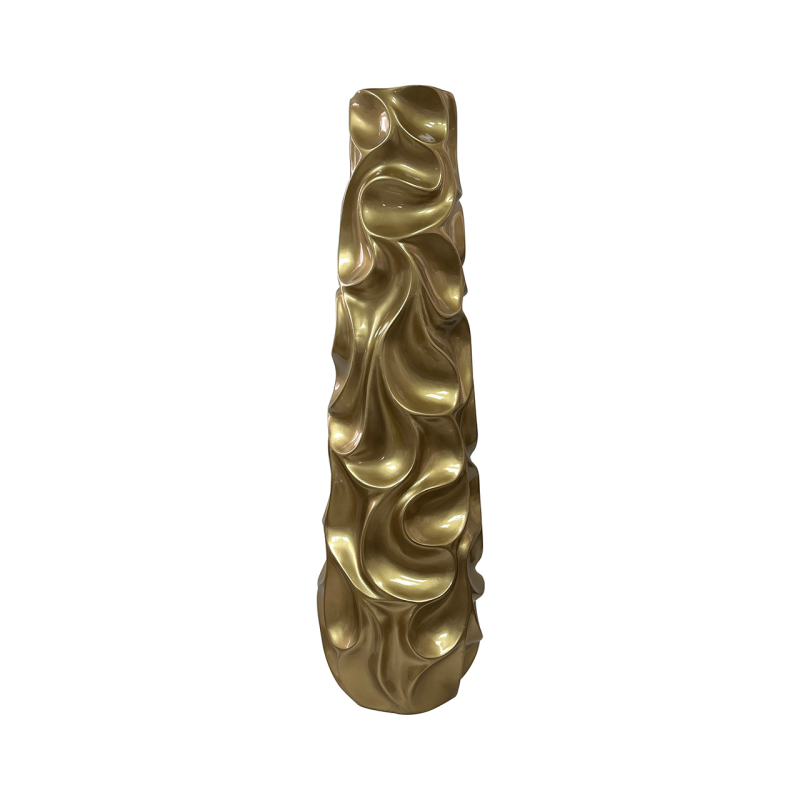 Large Gold Ripples Design Polyresin Vase