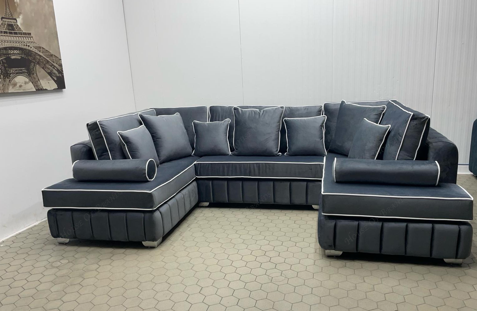 Beverly U Shape Block Arm Sofa