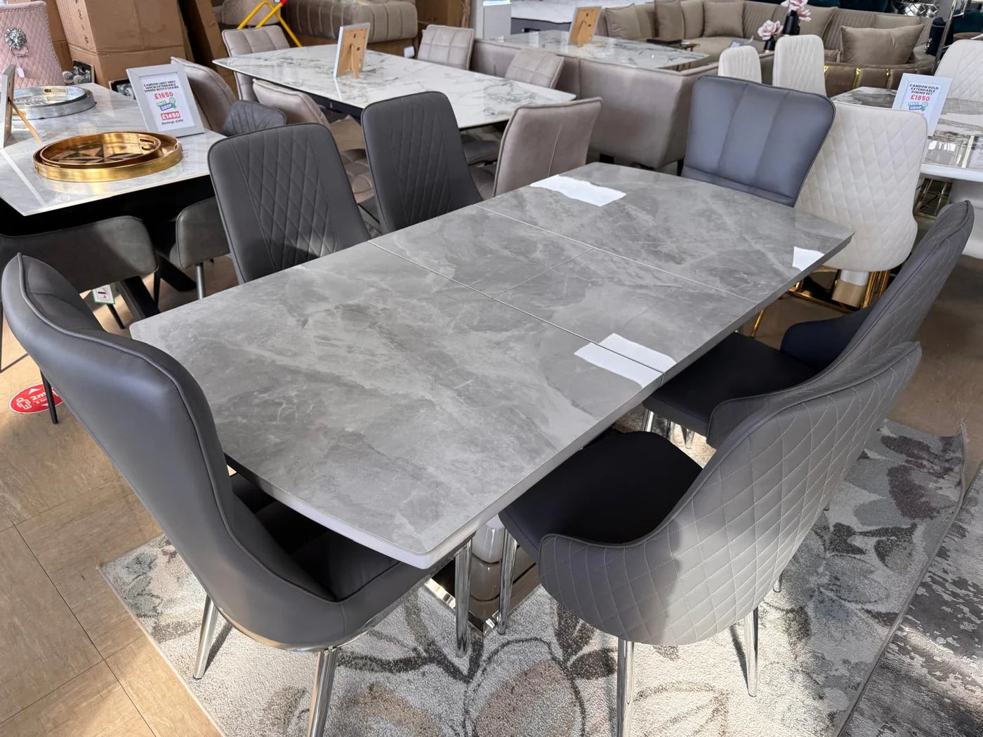 Camden Light Grey & Silver Extendable Dining Table