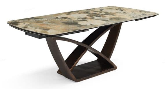 Ivory & Emerald Vein 200-300cm Extending Italian Ceramic Dining Table