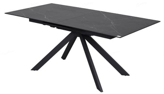 Rossa 180-225cm Extending Matt Black & White Vein Ceramic Dining Table