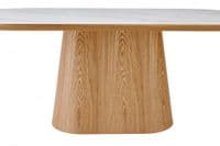Venatro 200cm Beech & White Sintered Stone Oval Dining Table