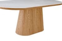 Venatro 200cm Beech & White Sintered Stone Oval Dining Table