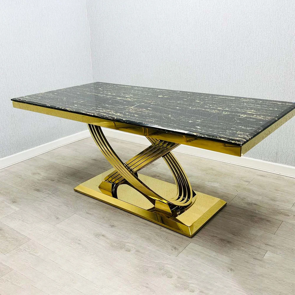 Elina Marble Gold Dining Table