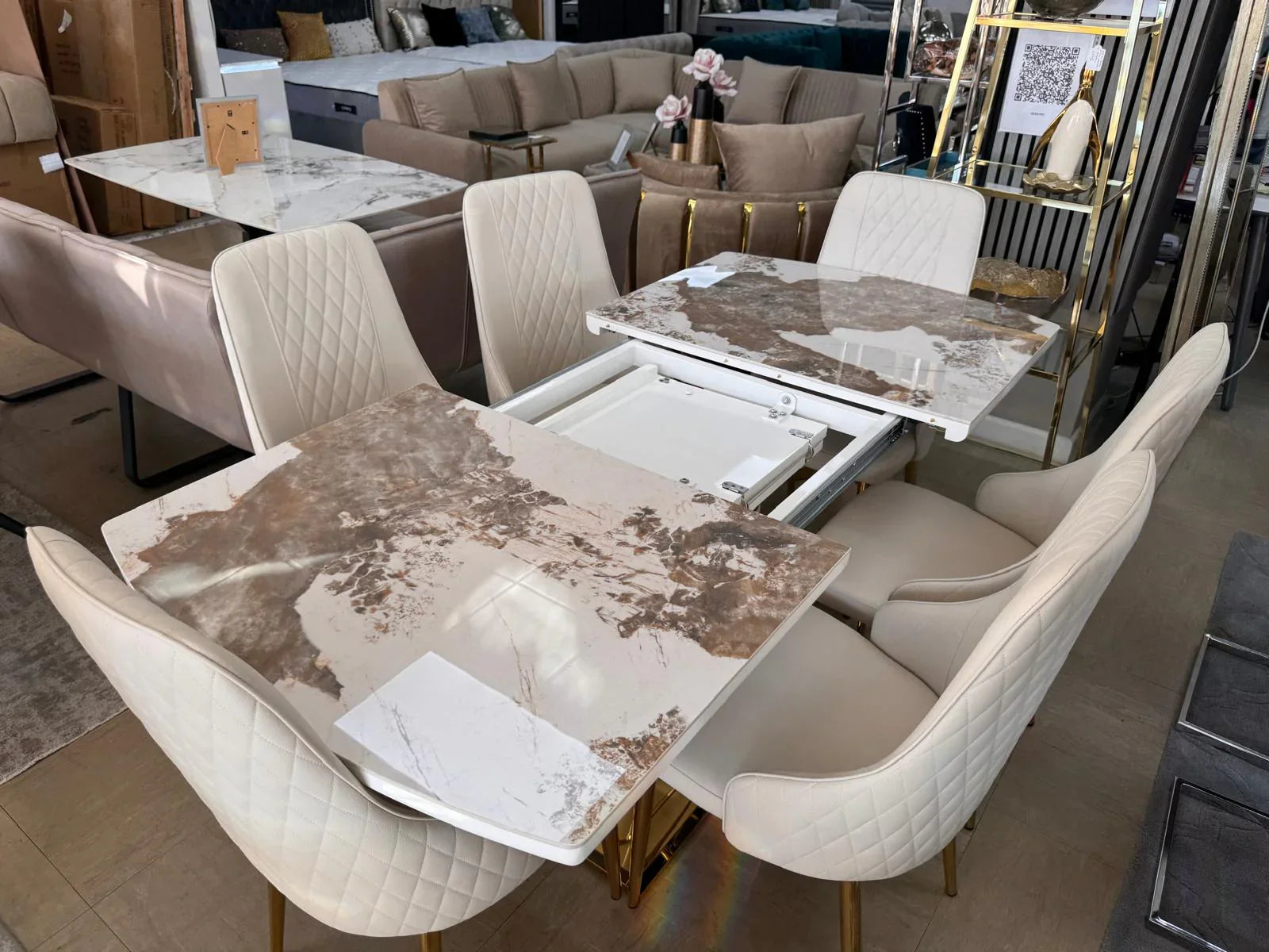 Camden Cappuccino & Gold Extendable Dining Table