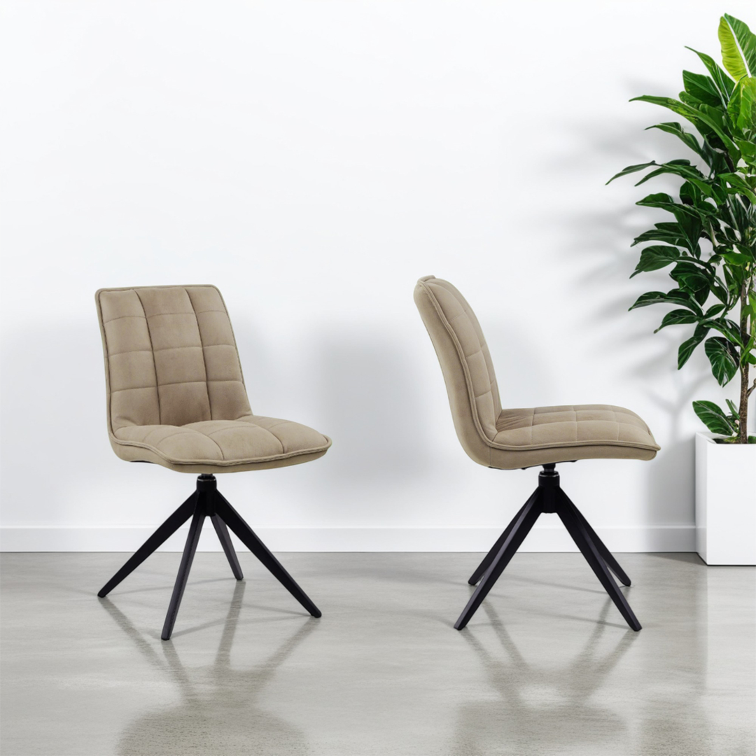 Luna 160–200cm Extendable Ceramic Dining Table Set with Luna Taupe Fabric Chairs – White Marble & Black Iron Legs