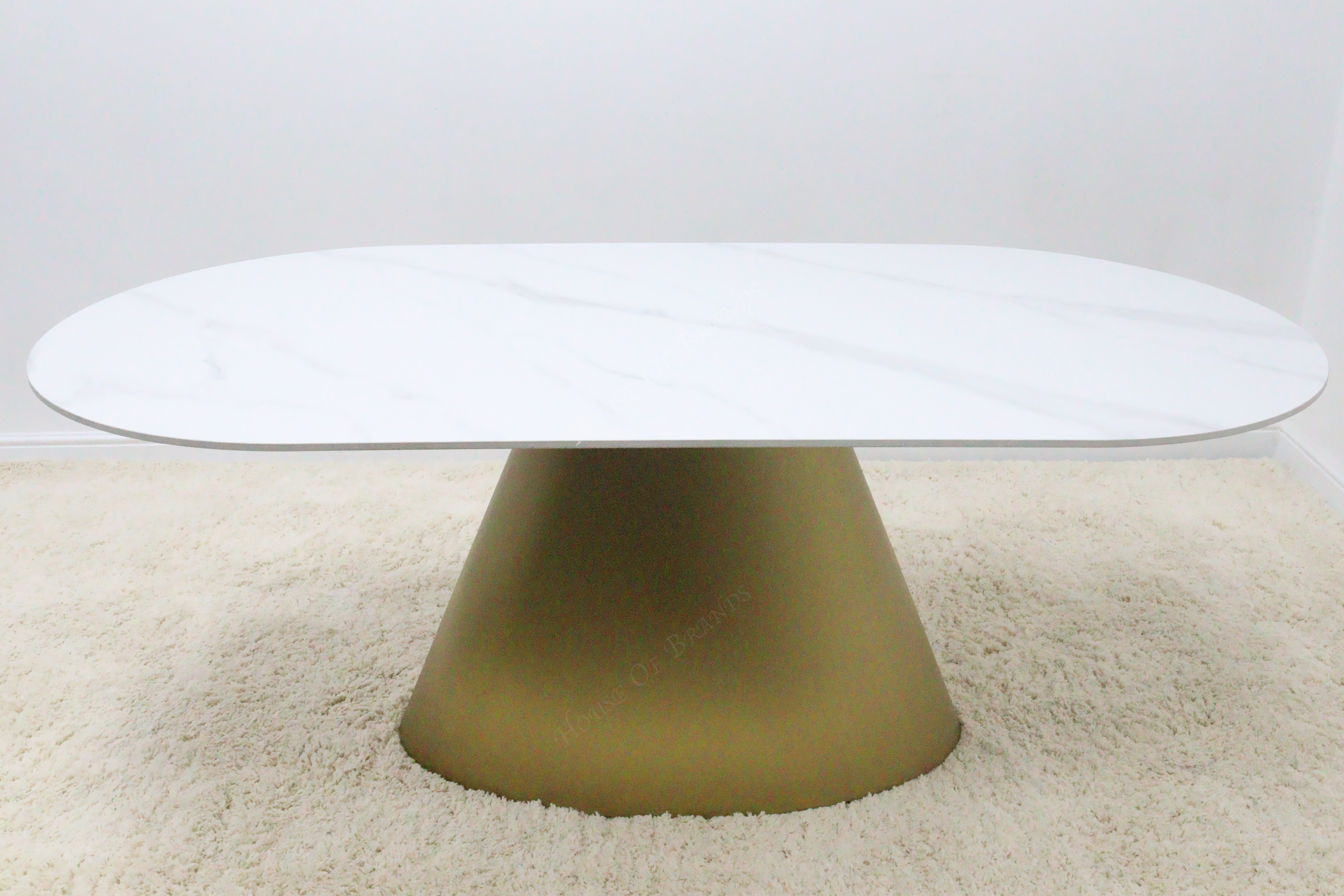 Orbit 6 Seater Gold Oval Ceramic Dining Table