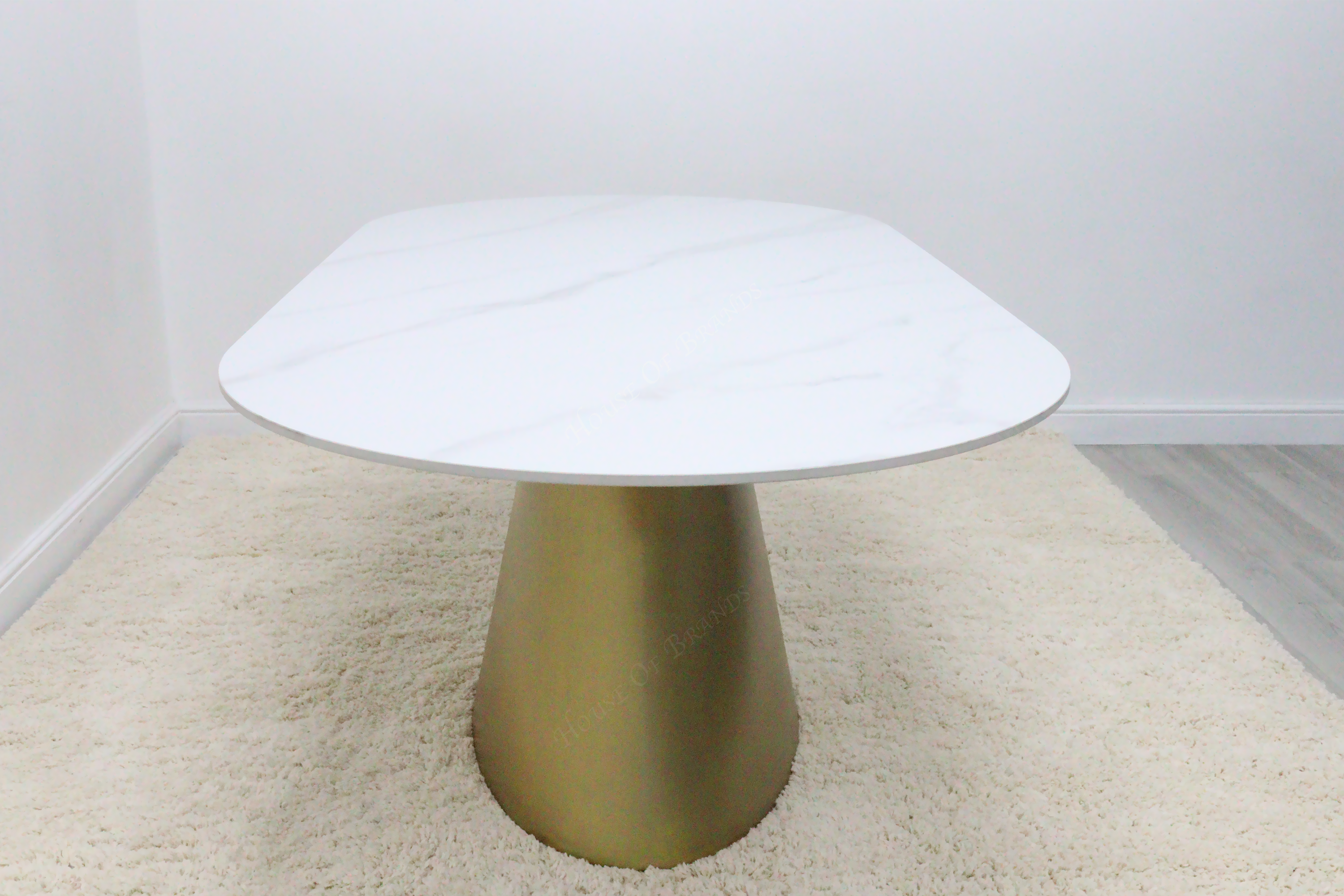 Orbit 6 Seater Gold Oval Ceramic Dining Table