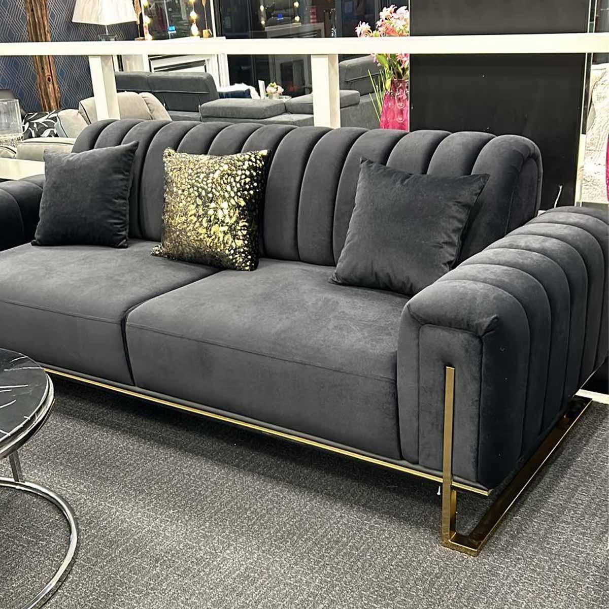 Paris Black & Gold Sofa Bed Set 3+2