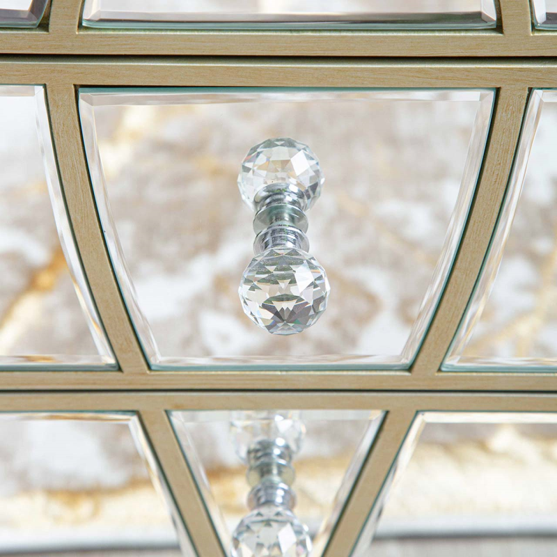 Pristina Mirror Champagne 3 Drawer Cabinet