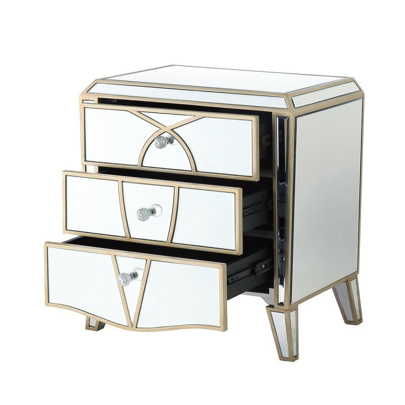 Pristina Mirror Champagne 3 Drawer Cabinet