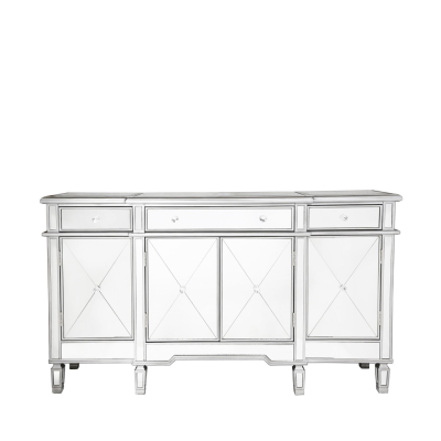 Beaumont Silver 3 Drawer 4 Door Mirror Cabinet