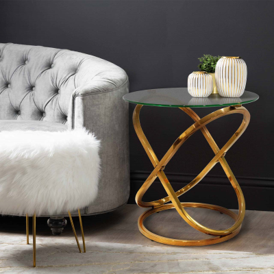 Rizzo Gold End Table Glass