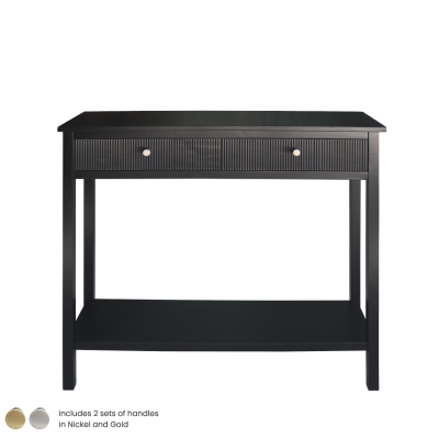 Lindon Black Wood 2 Drawer Console Table