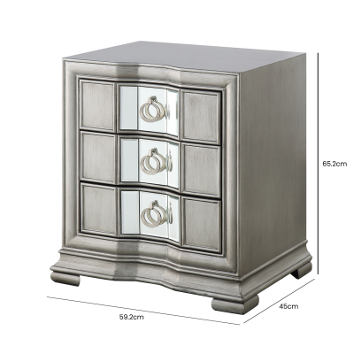 Lucca Mirror Grey 3 Drawer Cabinet