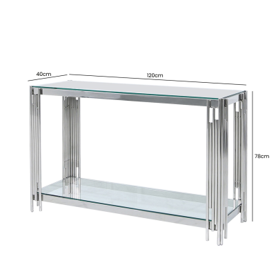 Prague Steel Tubes and Glass Console Table