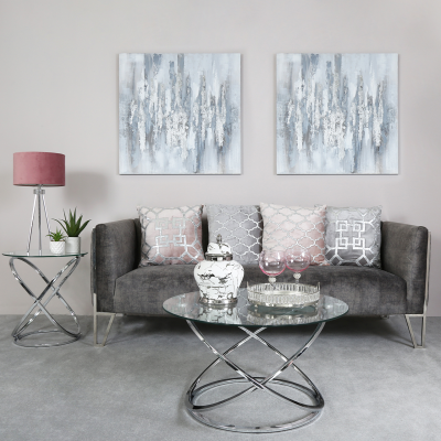 Rizzo Chrome End Table Glass Top