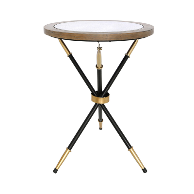Oralie Black And Gold Metal End Table And Mirror Top
