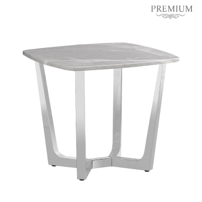 Meghan Chrome Metal with Grey Faux Marble Top End Table