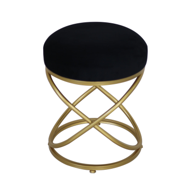 Black Velvet Rizzo Stool with Gold Legs