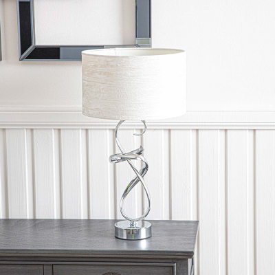 Swirl Metal Table Lamp With Ivory Shade