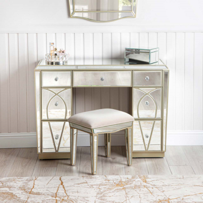 Pristina Mirror Champagne 7 Drawer Dressing Table