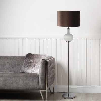 165cm Silver Frost with Mocha Velvet Shade Floor Lamp