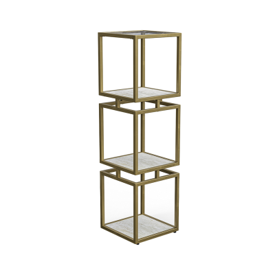 3-Tier Square Display Unit Cream and Gold