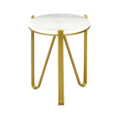 Yohan White Marble with Gold Metal Legs End Table