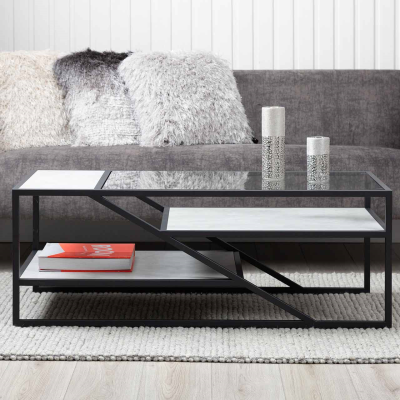 Ibarra Black & Grey Glass Coffee Table