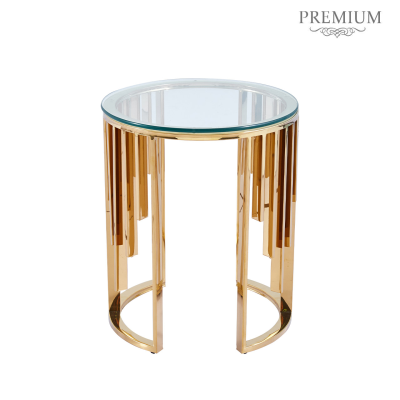 Owen Round Gold Metal with Clear Glass Top End Table