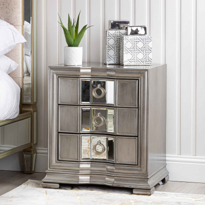Lucca Mirror Grey 3 Drawer Cabinet