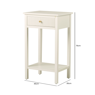 Lindon 1 Drawer End Table White with Gold Handles