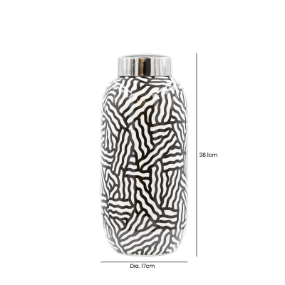 38.1cm Black and White Ginger Jar