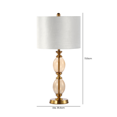 73.5cm Amber Brown Glass Table Lamp with Cream Velvet Shade