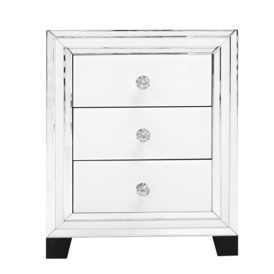 White Manhattan Mirror 3 Drawer Bedside Cabinet