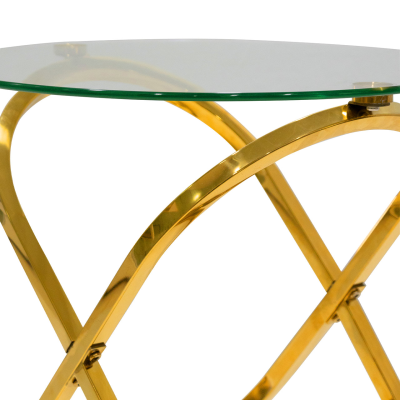 Rizzo Gold End Table Glass