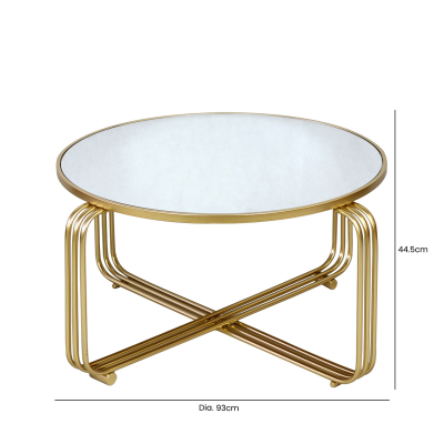Yuan Gold Metal With Top Mirror Coffee Table