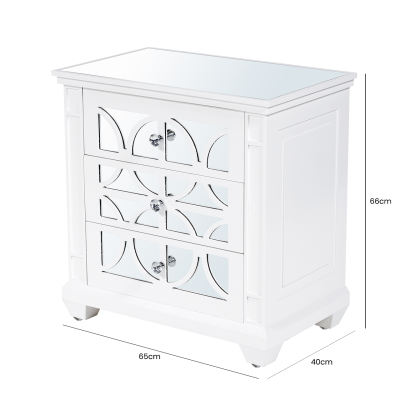 Torino White Wood 3 Drawer Bedside Cabinet