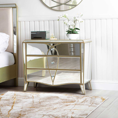 Pristina Mirror Champagne 3 Drawer Chest